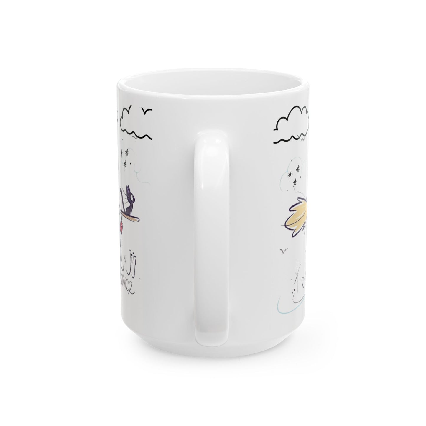 Kiki's Delivery Service Sketch Mug – Studio Ghibli Anime Cup – 11oz & 15oz Ceramic Coffee Mug Gift