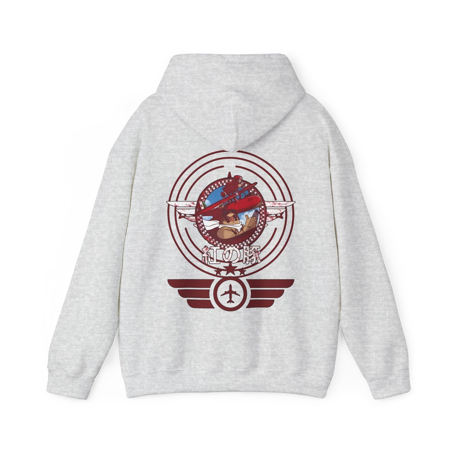 Porco Rosso Aviator Hoodie with Back Print – 100% Cotton Studio Ghibli Pilot Anime Sweatshirt