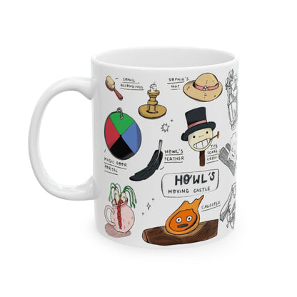 Howl’s Moving Castle Collage Mug – Studio Ghibli Coffee Cup 11oz & 15oz – Anime Gift Featuring Howl, Sophie & Calcifer