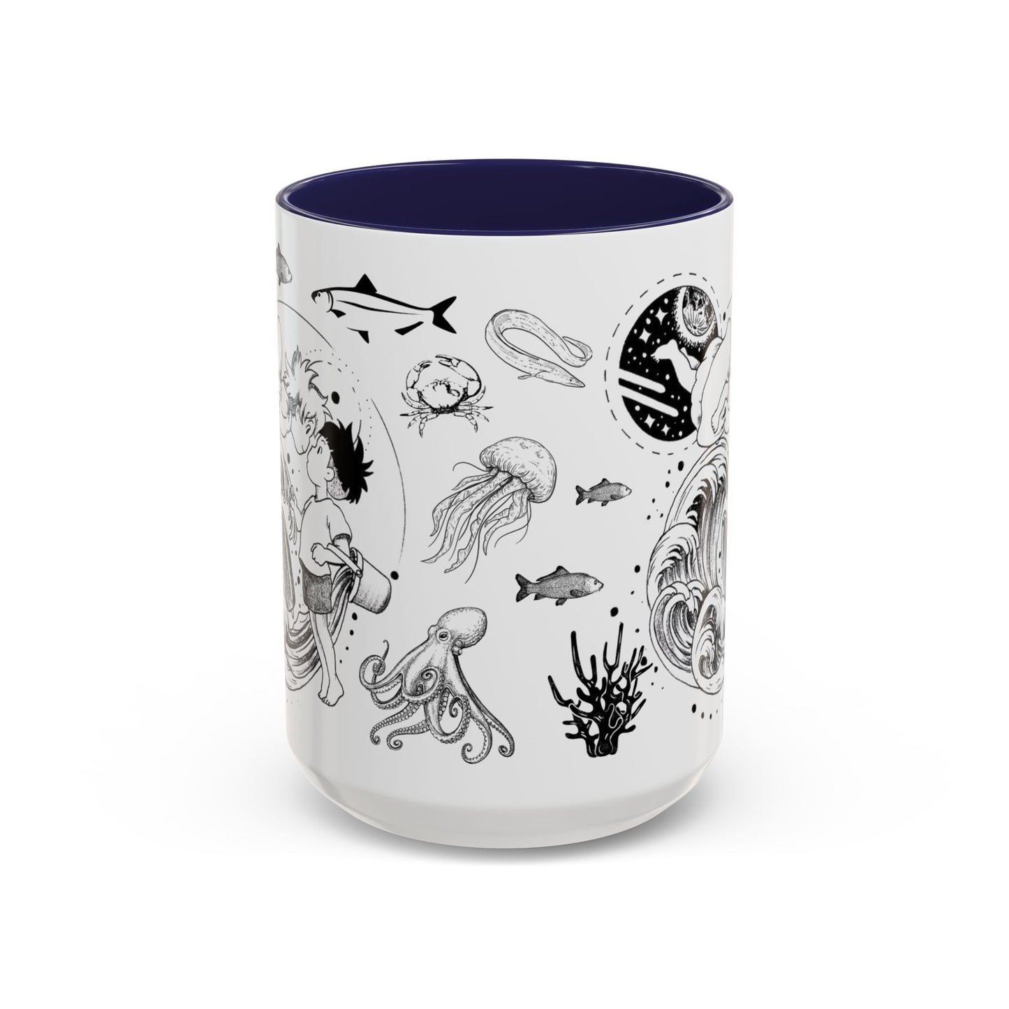Ponyo World Sea Accent Mug – Studio Ghibli Color Handle Cup 11oz & 15oz – Ocean Anime Coffee Gift