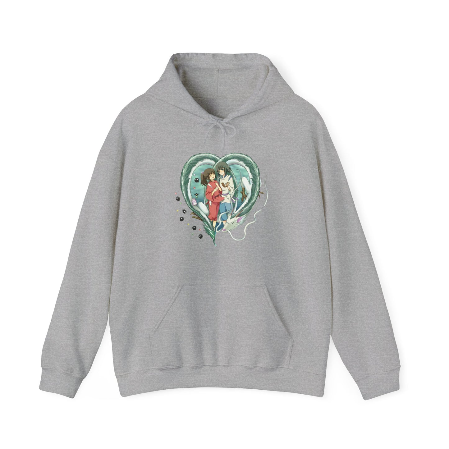 Chihiro and Haku Love Hoodie – 100% Cotton Spirited Away Anime Hoodie for Studio Ghibli Fans