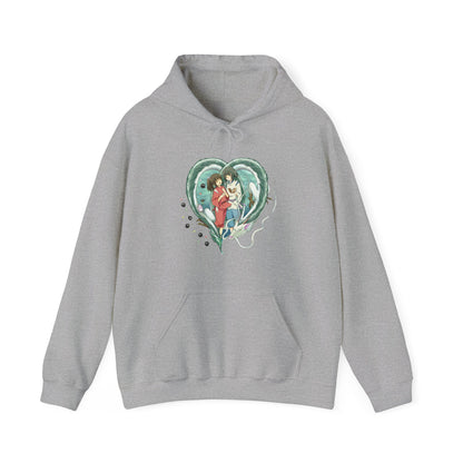 Chihiro and Haku Love Hoodie – 100% Cotton Spirited Away Anime Hoodie for Studio Ghibli Fans