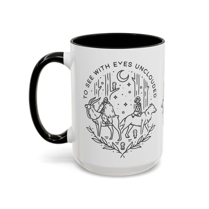 Princess Mononoke Art Accent Mug – Studio Ghibli Coffee Cup with Colored Handle – 11oz & 15oz Ceramic Anime Gift