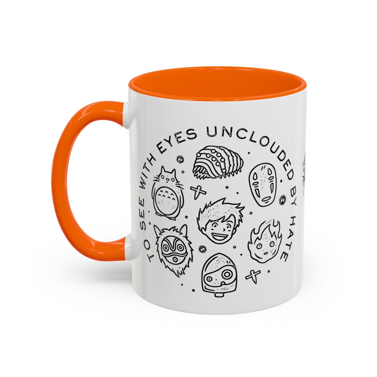 Universe Ghibli Accent Mug – Color Handle Anime Coffee Cup – 11oz & 15oz Studio Ghibli Ceramic Mug Gift
