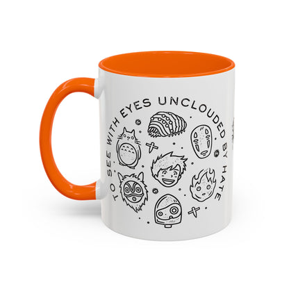 Universe Ghibli Accent Mug – Color Handle Anime Coffee Cup – 11oz & 15oz Studio Ghibli Ceramic Mug Gift