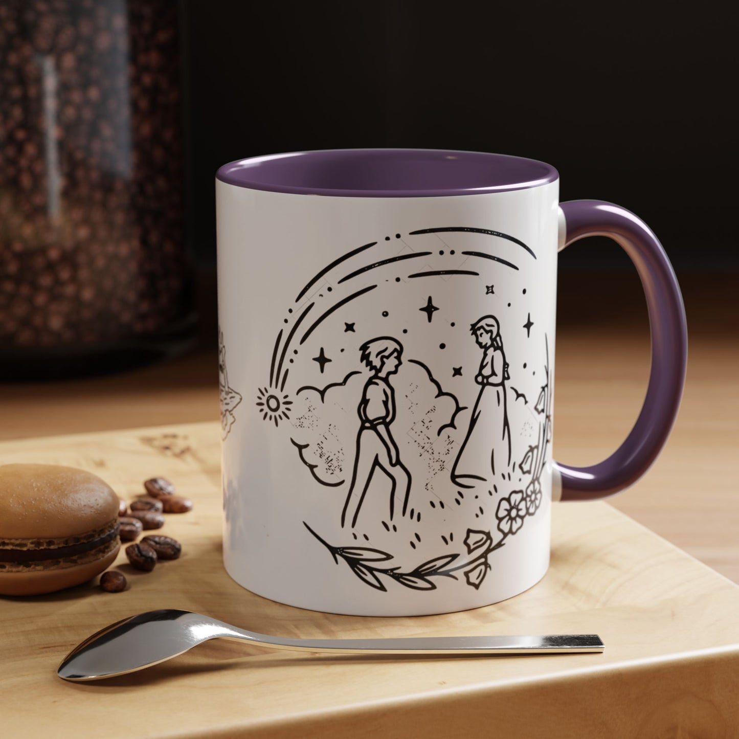 Calcifer Accent Mug – Howl’s Moving Castle Cup with Colored Handle – Studio Ghibli Gift 11oz & 15oz