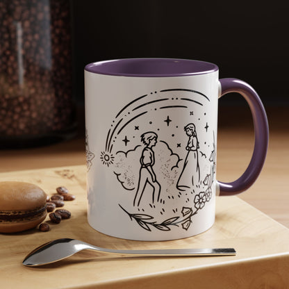Calcifer Accent Mug – Howl’s Moving Castle Cup with Colored Handle – Studio Ghibli Gift 11oz & 15oz