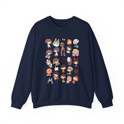 Chibi Studio Ghibli Characters Sweatshirt – 100% Cotton Cozy Anime Pullover for Ghibli Lovers