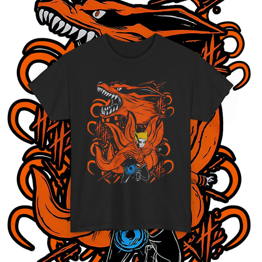 Naruto Uzumaki Kurama Graphic T-Shirt 100% Cotton Anime Tee