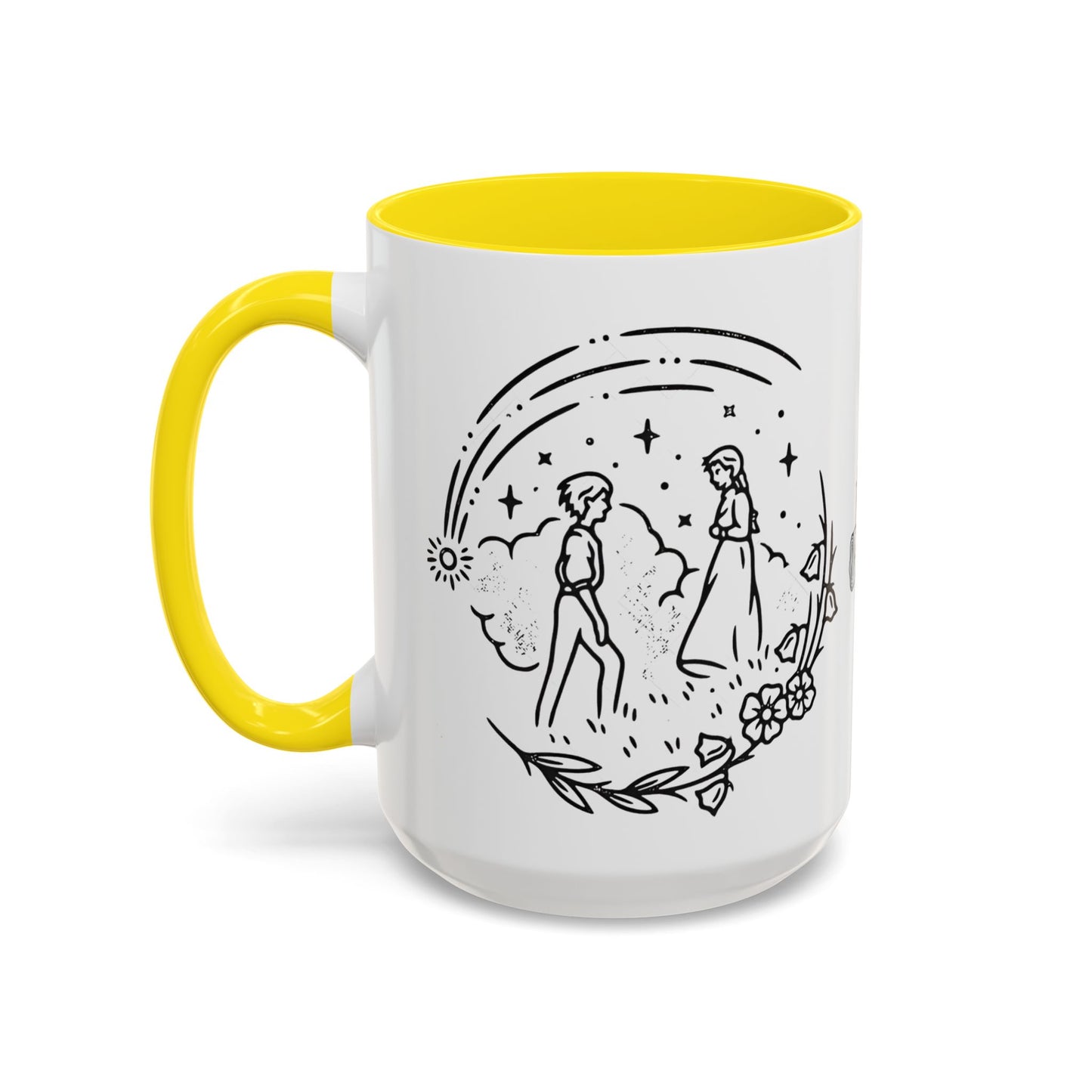 Calcifer Accent Mug – Howl’s Moving Castle Cup with Colored Handle – Studio Ghibli Gift 11oz & 15oz