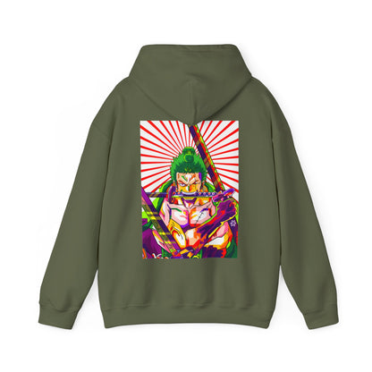 Zoro Style Back Print Hoodie – 100% Cotton One Piece Anime Sweatshirt for True Fans