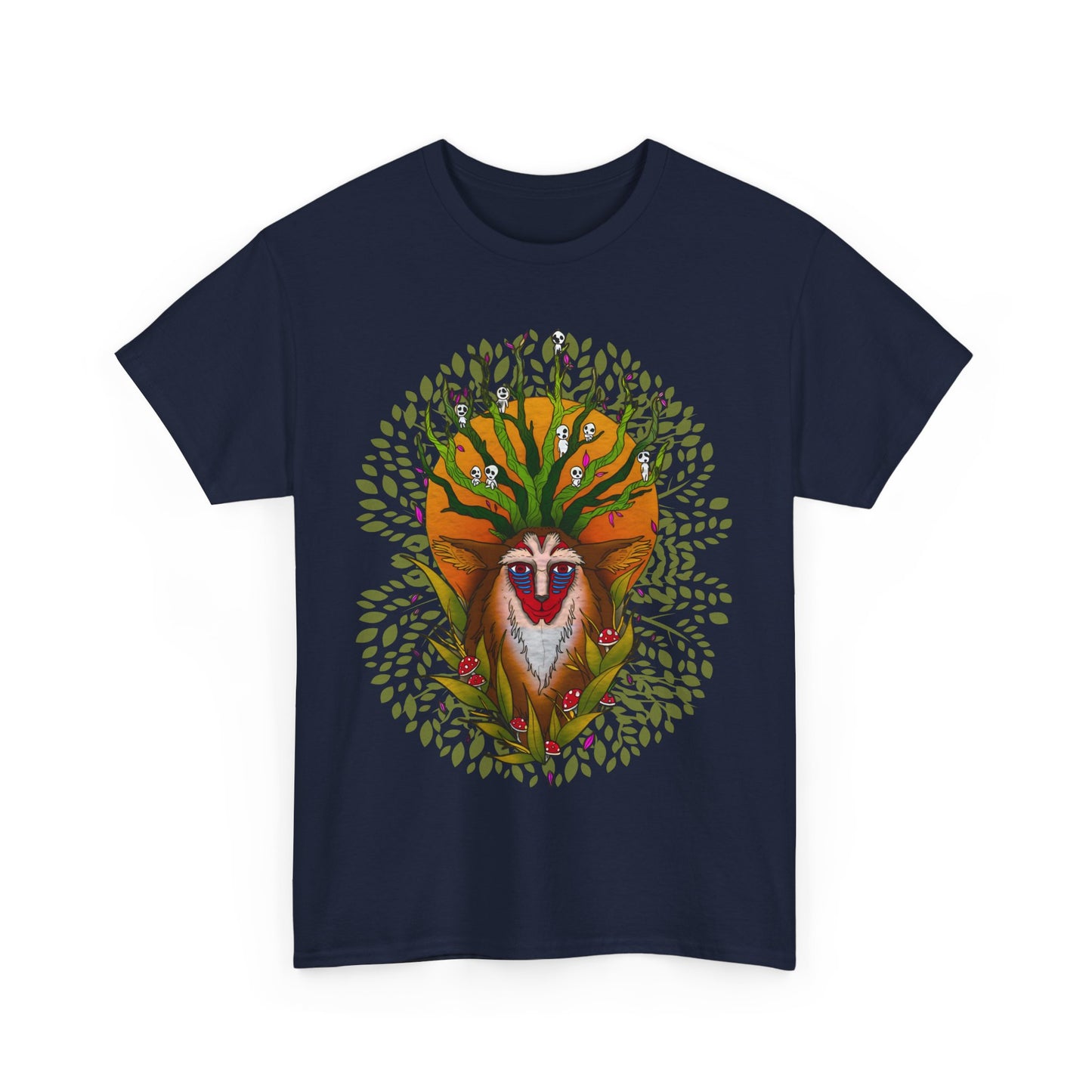Forest Spirit Ghibli T-Shirt – 100% Cotton Princess Mononoke Anime Tee