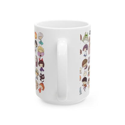 Studio Ghibli Chibi Characters Mug – Cute Anime Coffee Cup – 11oz & 15oz Ceramic Gift for Ghibli Fans