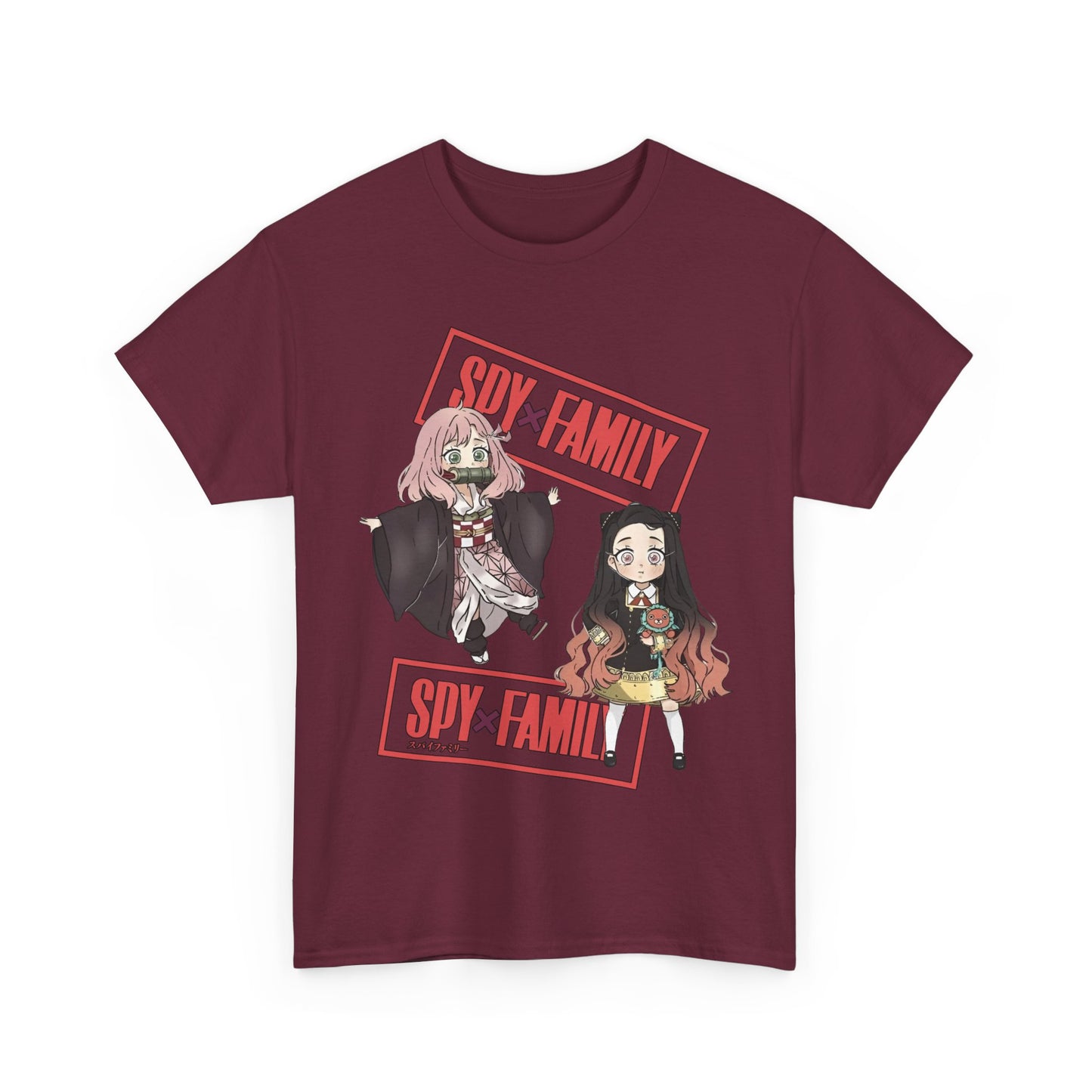 Anya and Nezuko Dolls T-Shirt – 100% Cotton Cute Anime Crossover Shirt for Fans