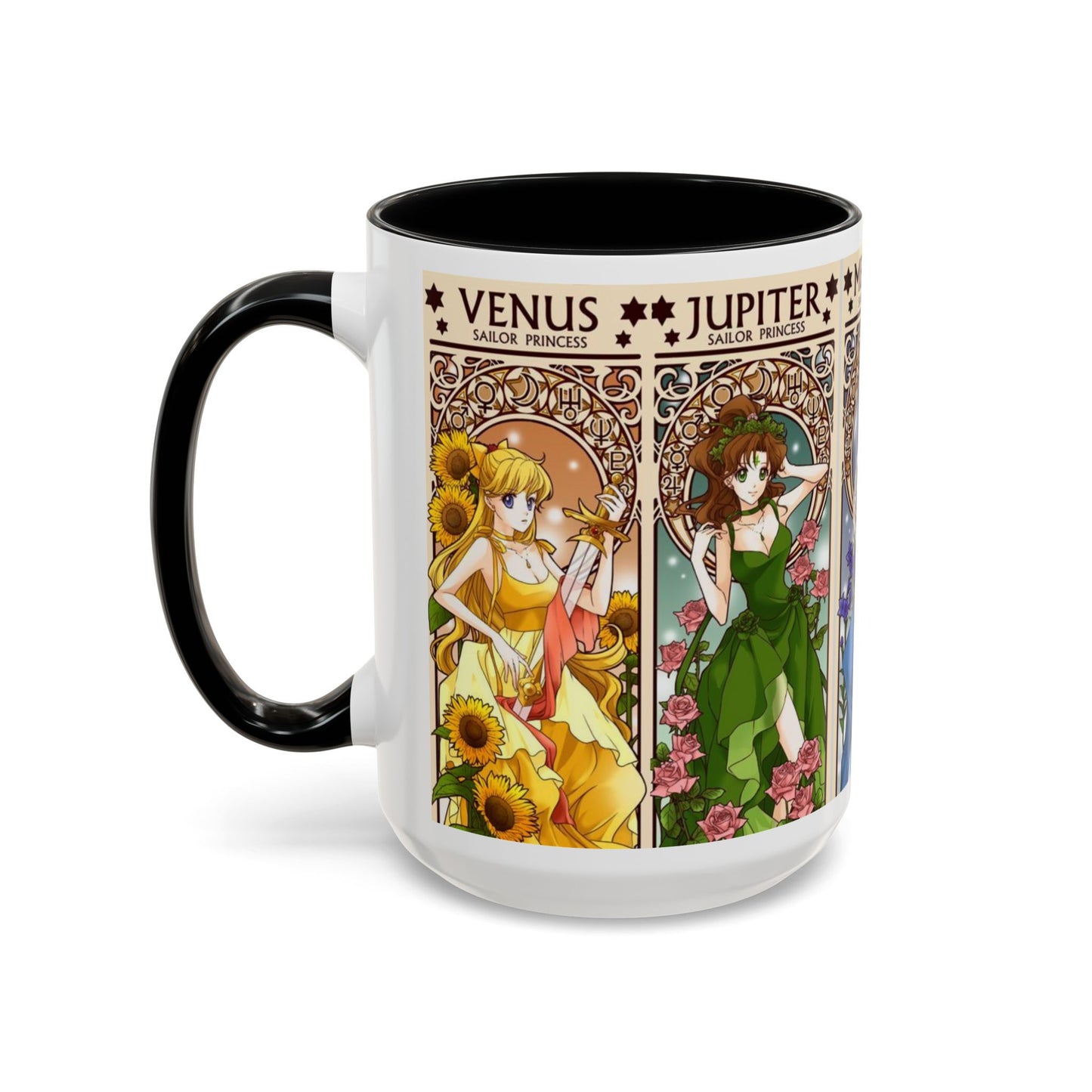 Sailor Moon Inner Guardians Accent Mug – Color Handle Anime Cup 11oz & 15oz – Magical Girl Coffee Gift