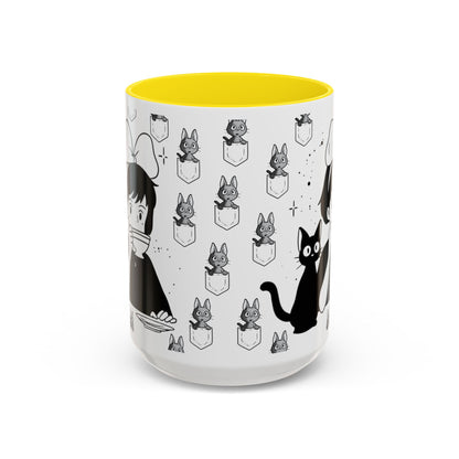 Kiki's Delivery Service Coffee Mug – Studio Ghibli Accent Handle Cup – 11oz & 15oz Anime Gift