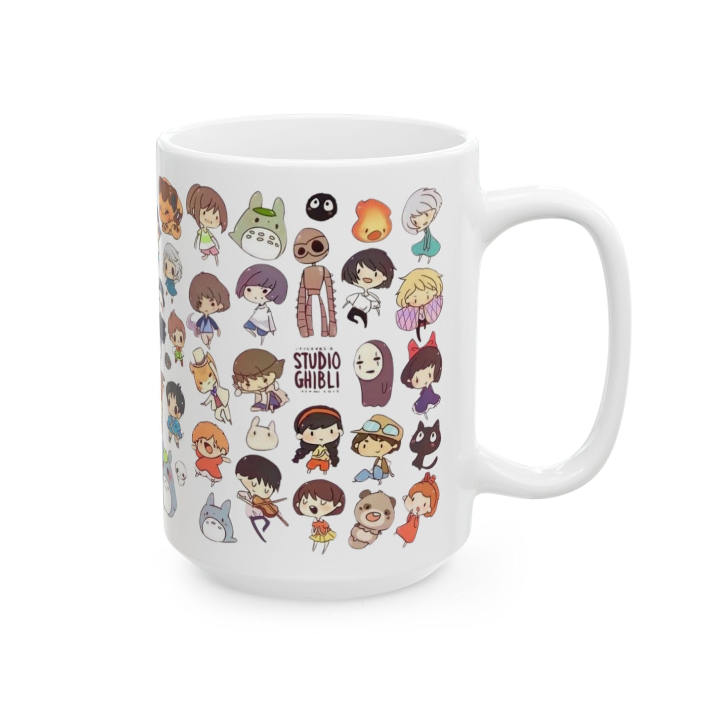 Studio Ghibli Chibi Characters Mug – Cute Anime Coffee Cup – 11oz & 15oz Ceramic Gift for Ghibli Fans