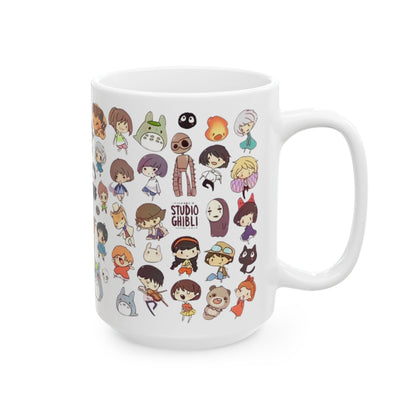 Studio Ghibli Chibi Characters Mug – Cute Anime Coffee Cup – 11oz & 15oz Ceramic Gift for Ghibli Fans
