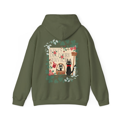 Kiki’s Delivery Service Back Print Hoodie – 100% Cotton Studio Ghibli Hoodie Featuring Kiki and Jiji