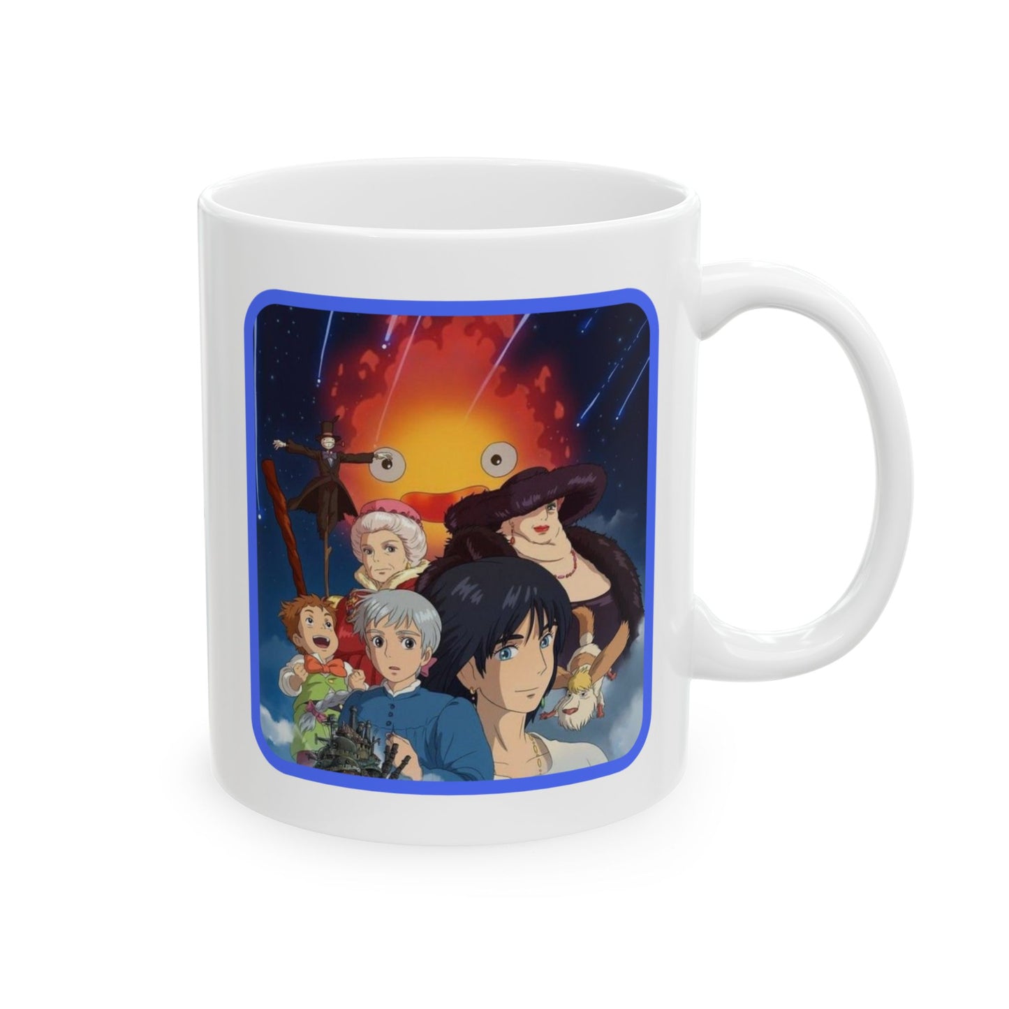 Howl’s Moving Castle Collage Mug – Studio Ghibli Coffee Cup 11oz & 15oz – Anime Gift Featuring Howl, Sophie & Calcifer