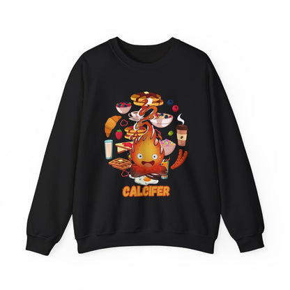 Calcifer Breakfast Demon Sweatshirt – 100% Cotton Cozy Anime Pullover for Ghibli Fans