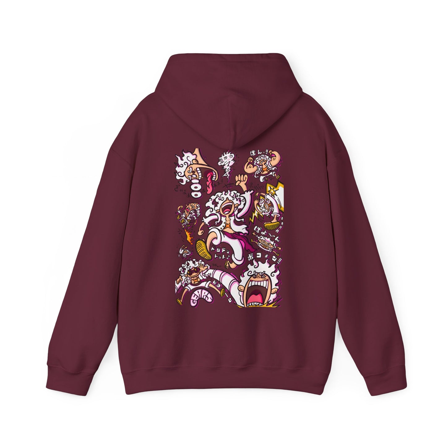 Funny Luffy One Piece Back Print Hoodie – 100% Cotton Anime Hoodie with Goofy Straw Hat Design