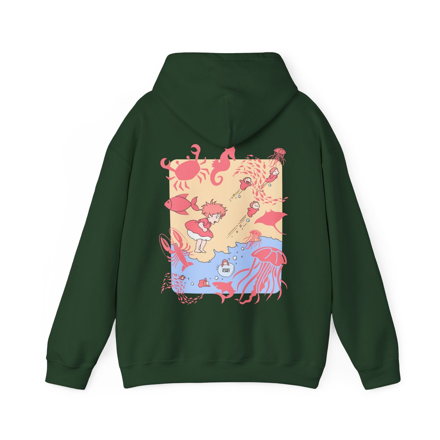 Ponyo Sea World Back Print Hoodie – 100% Cotton Studio Ghibli Ocean Anime Hoodie