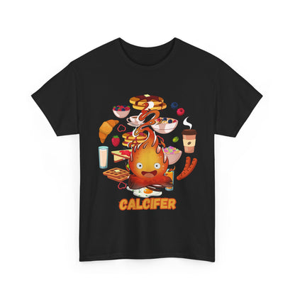 Calcifer Breakfast Demon T-Shirt – 100% Cotton Anime Tee for Studio Ghibli Fans