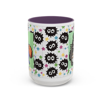 My Neighbor Totoro Pixel Accent Mug – Retro Ghibli Color Handle Cup 11oz & 15oz – Cute Anime Coffee Gift