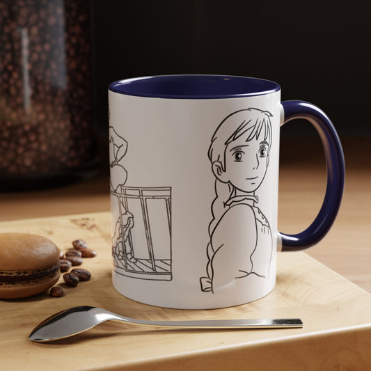 Sophie and Howl Accent Mug – Romantic Ghibli Color Handle Cup 11oz & 15oz – Howl’s Moving Castle Anime Love Gift