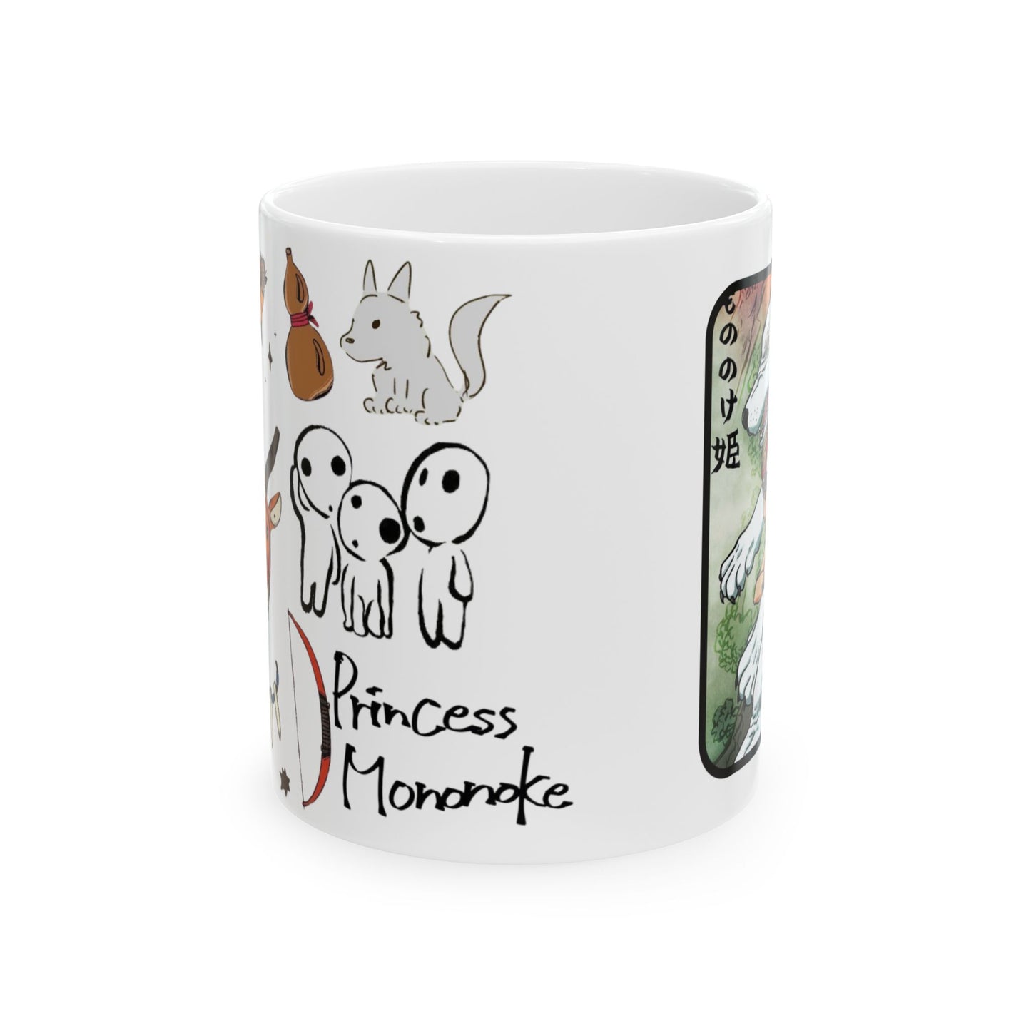 Princess Mononoke Collage Mug – Studio Ghibli Coffee Cup 11oz & 15oz – Epic Anime Gift Featuring San, Ashitaka & Forest Spirits