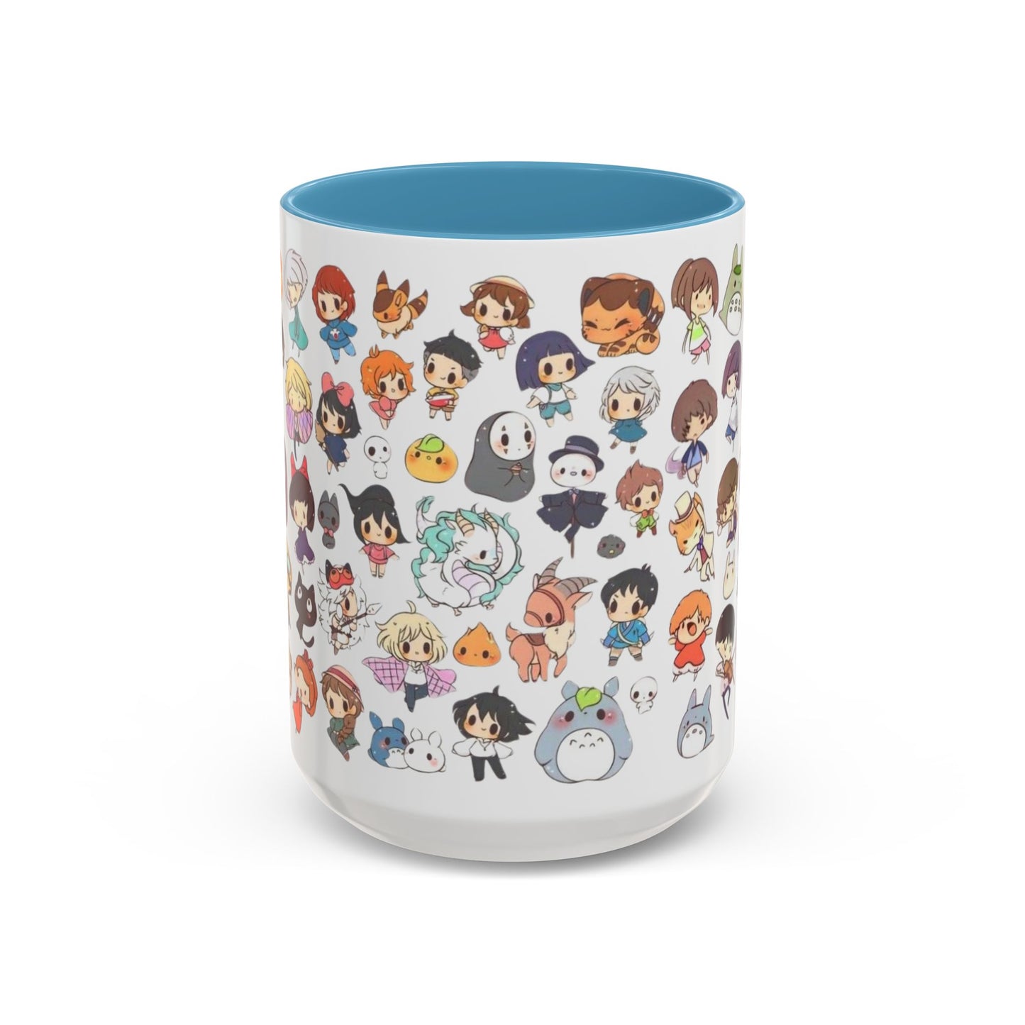Studio Ghibli Chibi Characters Accent Mug – Color Handle Anime Cup – 11oz & 15oz Gift for Ghibli Fans