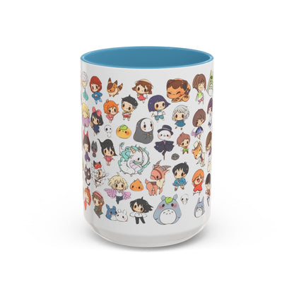 Studio Ghibli Chibi Characters Accent Mug – Color Handle Anime Cup – 11oz & 15oz Gift for Ghibli Fans