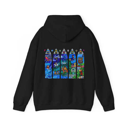 Studio Ghibli Stained Glass Back Print Hoodie – 100% Cotton Anime Hoodie with Vitral-Inspired Design