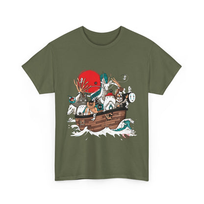 Ghibli Characters Boat T-Shirt | 100% Cotton Studio Ghibli Anime Tee