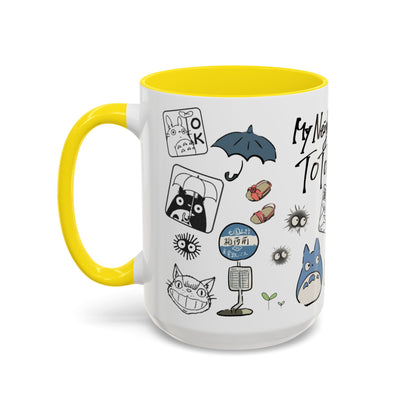 My Neighbor Totoro Accent Mug – Ghibli Collage Color Handle Cup 11oz & 15oz – Cute Anime Coffee Mug Gift