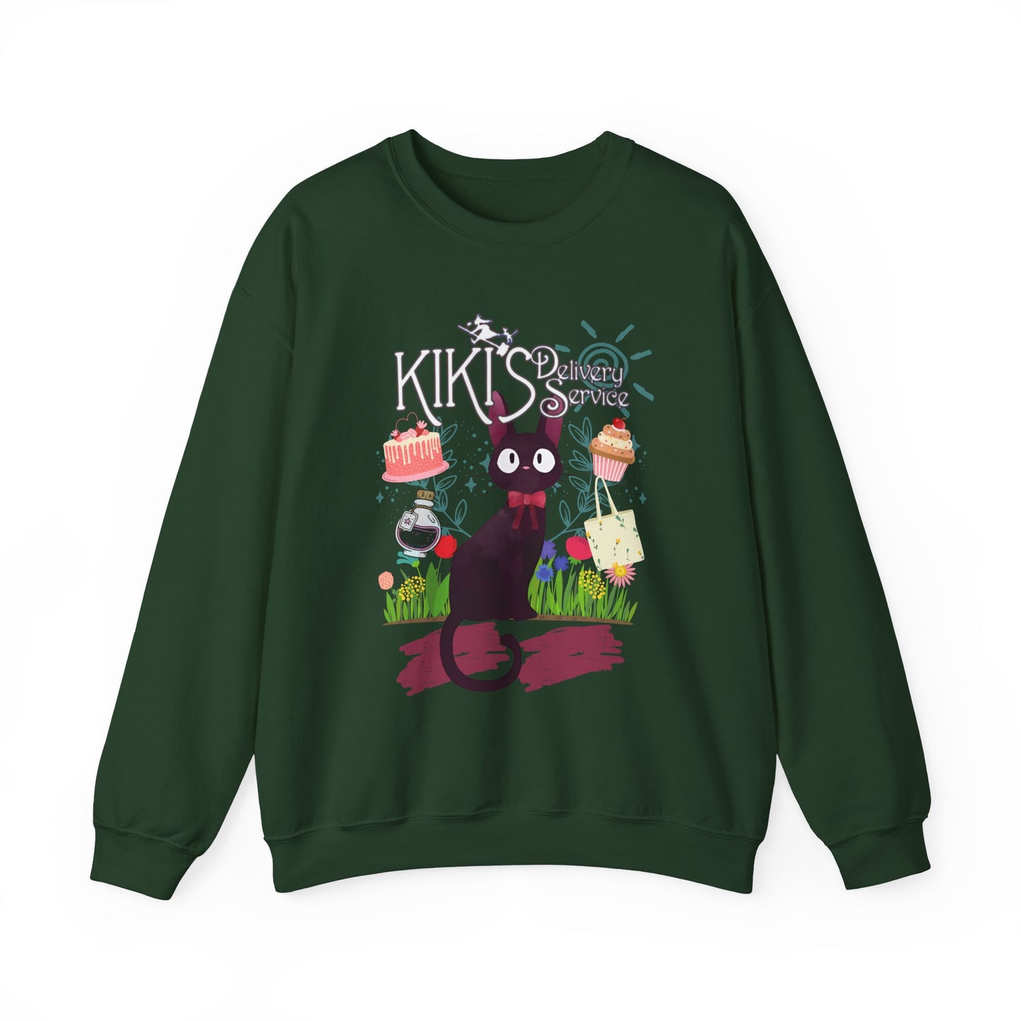 Jiji Collage Studio Ghibli Sweatshirt – Cozy 100% Cotton Anime Pullover Featuring Kiki’s Cat