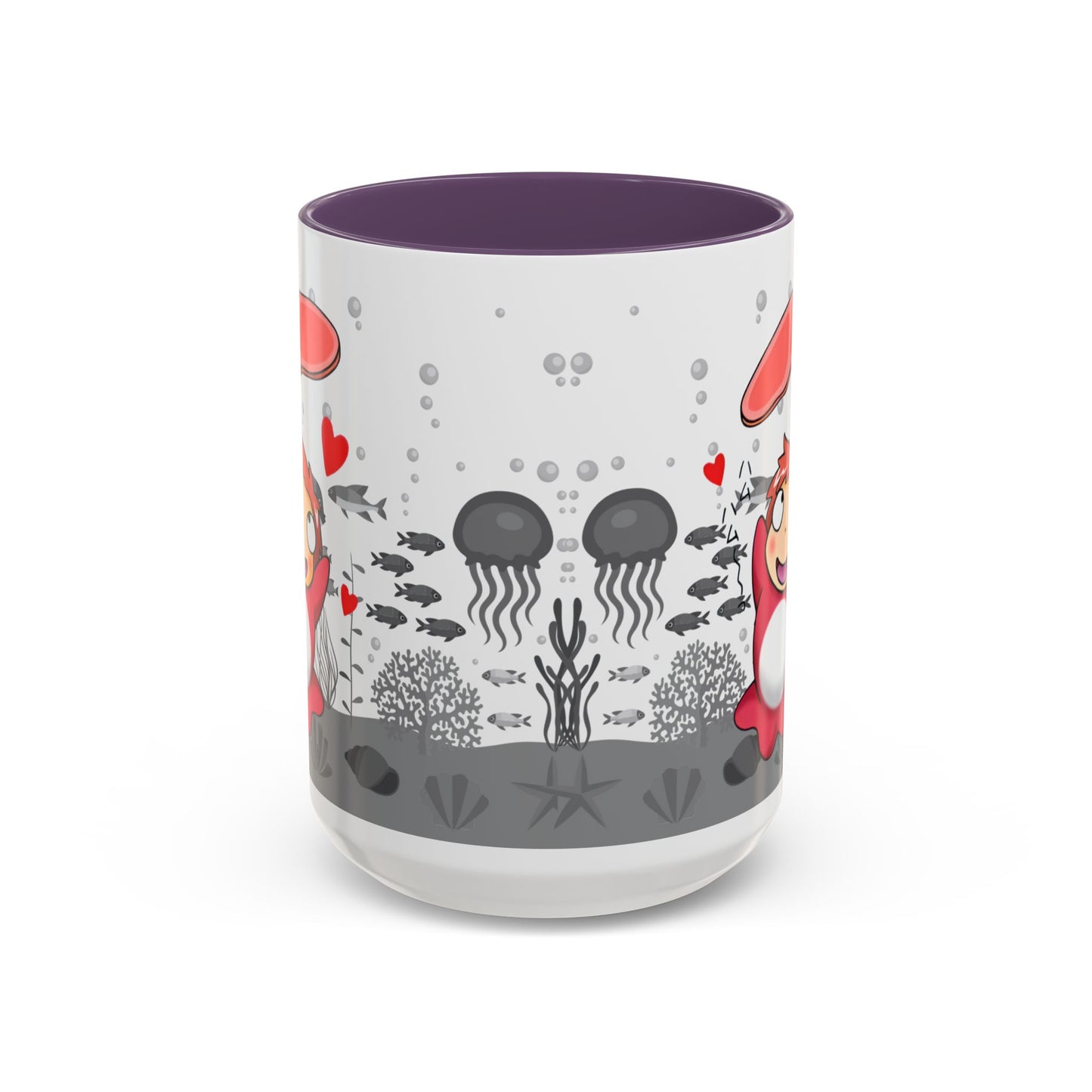 Ponyo Ham Accent Handle Mug – Studio Ghibli Coffee Cup – 11oz & 15oz Anime Gift for Fans