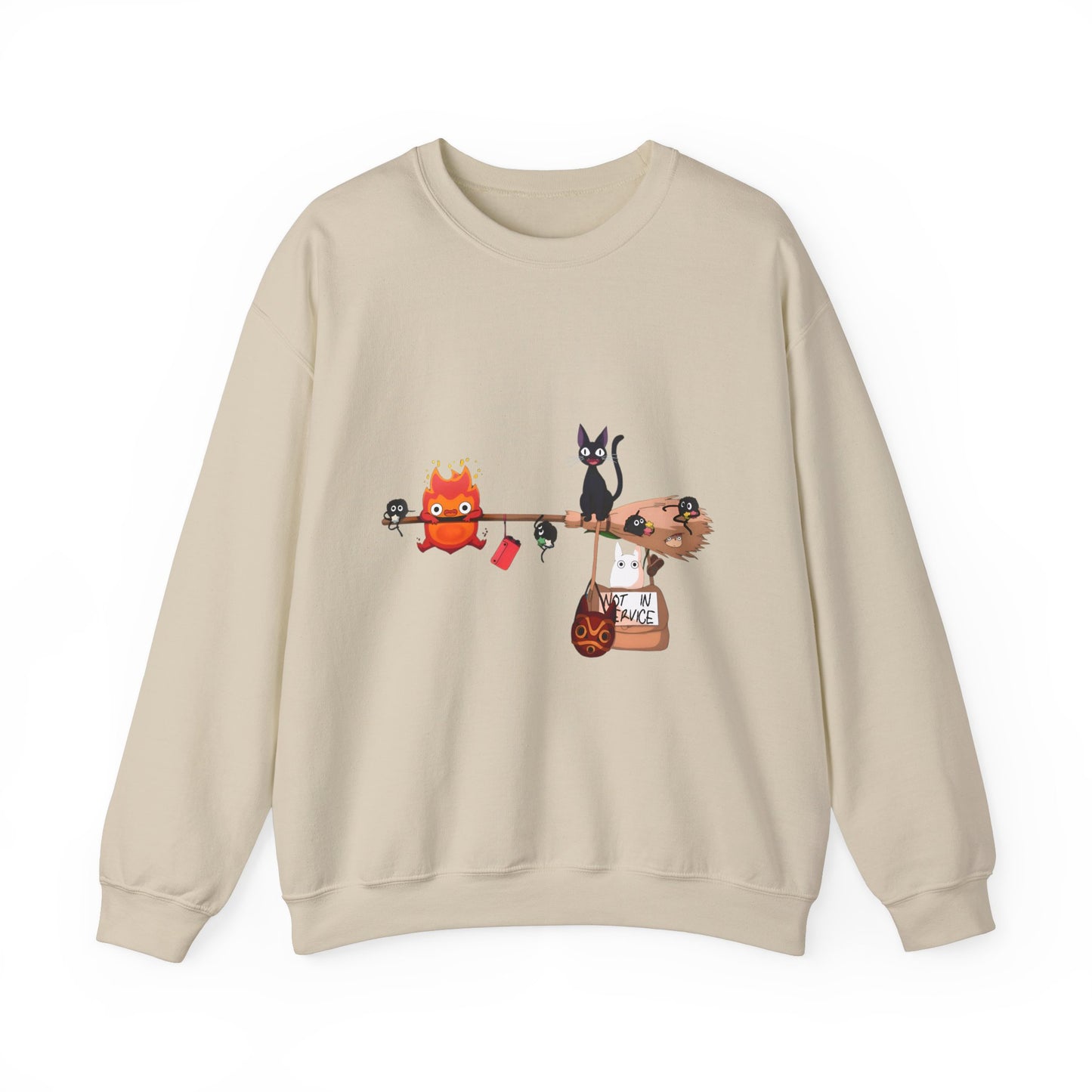 Calcifer Jiji Soot Sprites Sweatshirt – 100% Cotton Studio Ghibli Cozy Anime Pullover