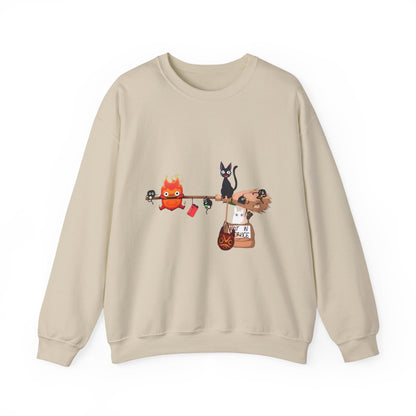 Calcifer Jiji Soot Sprites Sweatshirt – 100% Cotton Studio Ghibli Cozy Anime Pullover