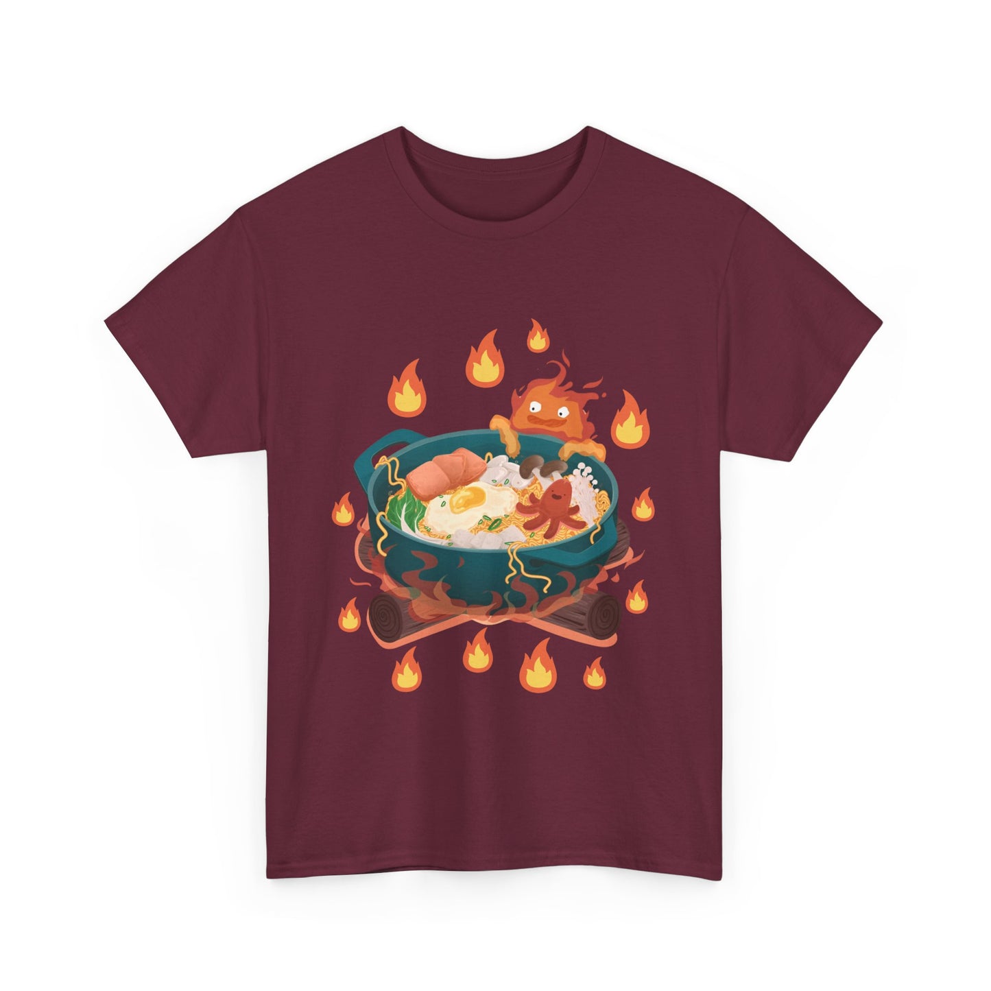 Calcifer Breakfast T-Shirt 100% Cotton Studio Ghibli Anime Tee