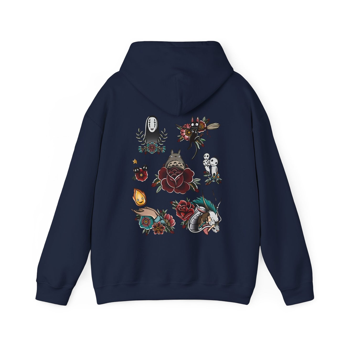 Studio Ghibli Characters Back Print Hoodie – 100% Cotton Anime Pullover Featuring Iconic Ghibli Designs