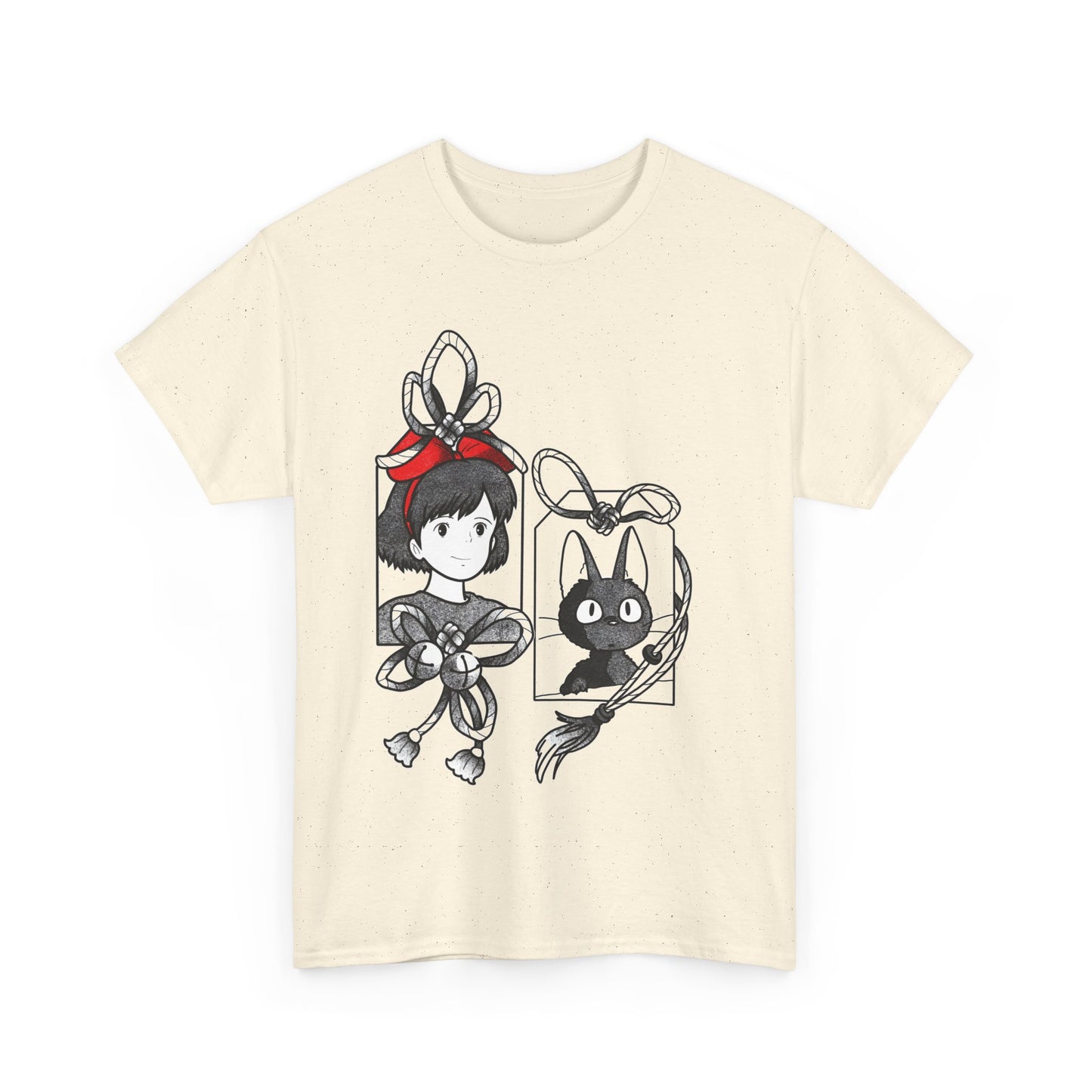 Kiki and Jiji Ribbon T-Shirt 100% Cotton | Studio Ghibli Anime Tee