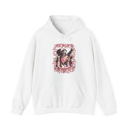Nezuko Kamado Pink Flowers Hoodie – 100% Cotton Demon Slayer Anime Hoodie for Fans