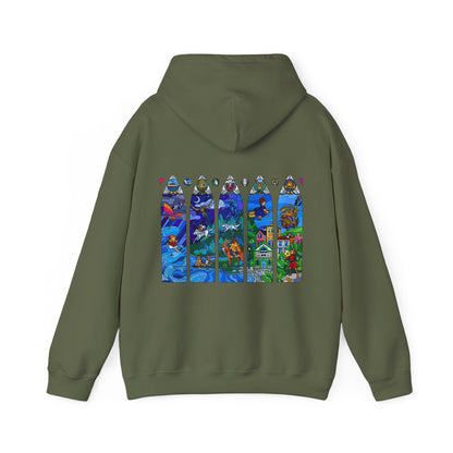 Studio Ghibli Stained Glass Back Print Hoodie – 100% Cotton Anime Hoodie with Vitral-Inspired Design