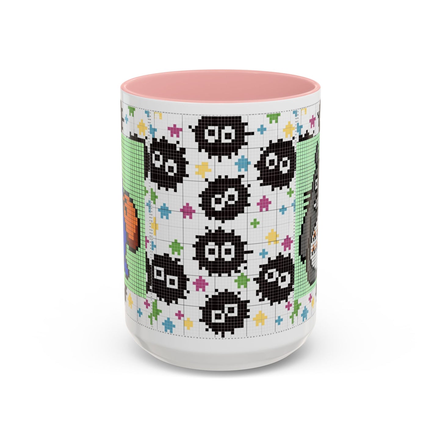 My Neighbor Totoro Pixel Accent Mug – Retro Ghibli Color Handle Cup 11oz & 15oz – Cute Anime Coffee Gift