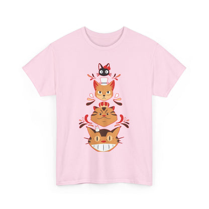 Ghibli Cats T-Shirt – 100% Cotton Anime Cat Lover Tee