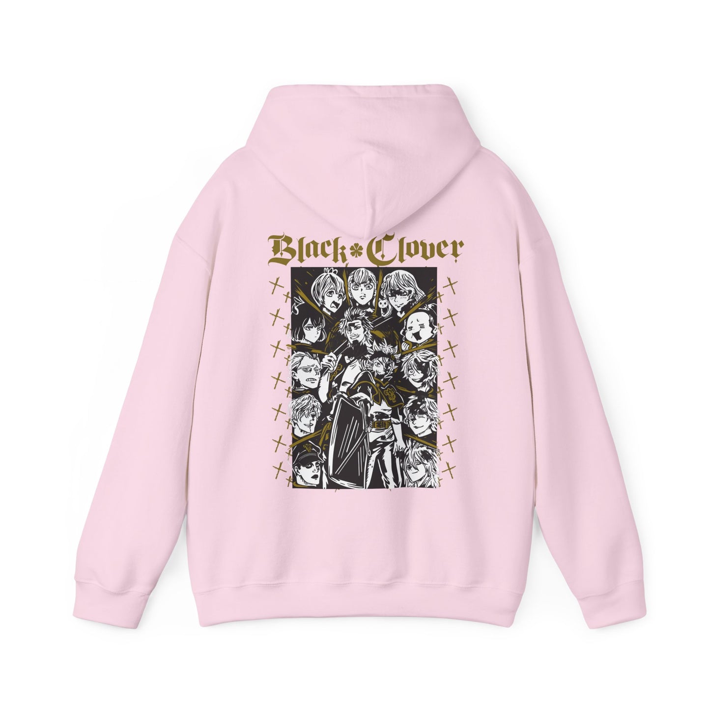 Black Clover Back Print Hoodie – 100% Cotton Anime Sweatshirt with Asta, Yuno & Noelle – Stylish Back Graphic Pullover