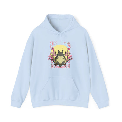 Totoro Sakura Moon Hoodie – 100% Cotton Studio Ghibli-Inspired Cherry Blossom Anime Sweatshirt