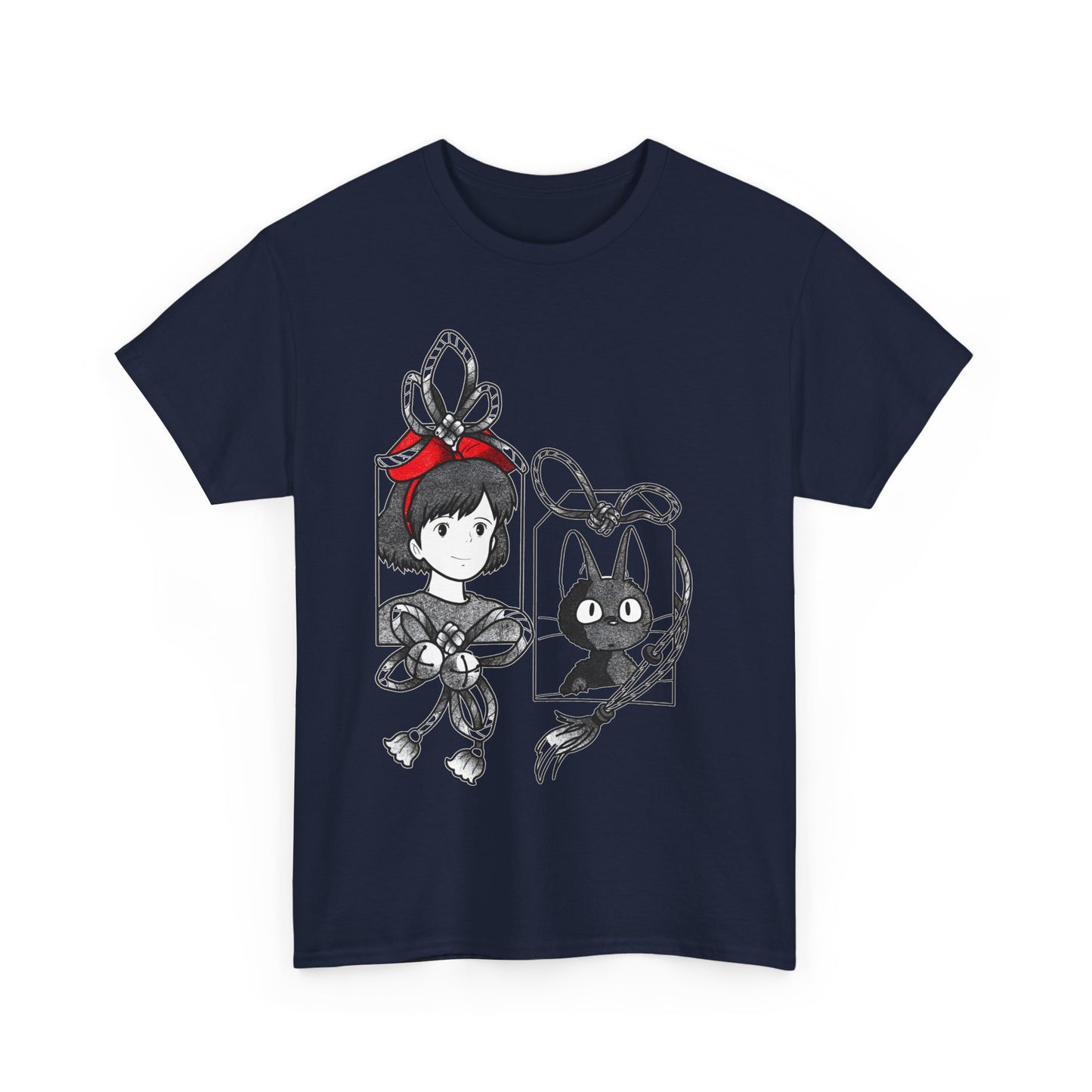 Kiki and Jiji Ribbon T-Shirt 100% Cotton | Studio Ghibli Anime Tee